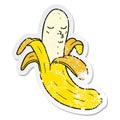 distressed sticker of a cartoon best quality organic banana