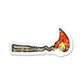 distressed sticker of a cartoon burning match Royalty Free Stock Photo