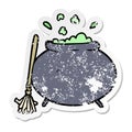 distressed sticker of a cartoon cauldron Royalty Free Stock Photo