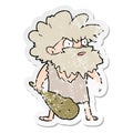 distressed sticker of a cartoon cave man Royalty Free Stock Photo