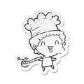distressed sticker of a cartoon chef Royalty Free Stock Photo