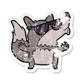 distressed sticker of a cartoon cool werewolf howling