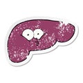 distressed sticker of a cartoon curious liver Royalty Free Stock Photo