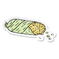 distressed sticker cartoon doodle of fresh corn on the cob Royalty Free Stock Photo