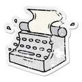 distressed sticker cartoon doodle of old school typewriter