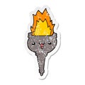 distressed sticker of a cartoon flaming chalice Royalty Free Stock Photo