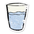 distressed sticker of a cartoon glass of water Royalty Free Stock Photo