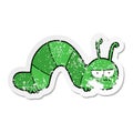 distressed sticker of a cartoon grumpy caterpillar Royalty Free Stock Photo