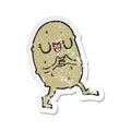 distressed sticker of a cartoon happy potato Royalty Free Stock Photo