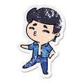 distressed sticker cartoon illustration kawaii 1950 cute boy