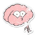 distressed sticker of a cartoon impressed brain
