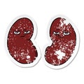 distressed sticker of a cartoon irritated kidneys