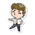 distressed sticker cartoon kawaii 1950 cute boy