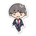 distressed sticker cartoon kawaii cute businessman in suit