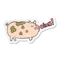 distressed sticker of a cartoon oinking pig Royalty Free Stock Photo