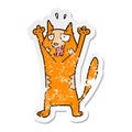 distressed sticker of a cartoon panicking cat