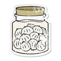 distressed sticker of a cartoon pickled onions