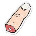 distressed sticker of a cartoon severed finger