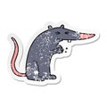 distressed sticker of a cartoon sneaky rat