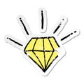distressed sticker of a cartoon tattoo diamond