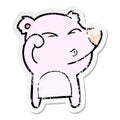 distressed sticker of a cartoon tired bear rubbing eyes