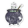 distressed sticker of a cartoon witch cauldron Royalty Free Stock Photo
