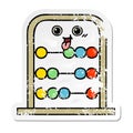 distressed sticker of a cute cartoon abacus Royalty Free Stock Photo