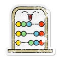 distressed sticker of a cute cartoon abacus Royalty Free Stock Photo