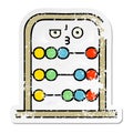 distressed sticker of a cute cartoon abacus Royalty Free Stock Photo