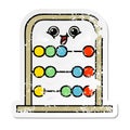distressed sticker of a cute cartoon abacus Royalty Free Stock Photo