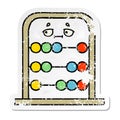 distressed sticker of a cute cartoon abacus Royalty Free Stock Photo