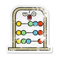 distressed sticker of a cute cartoon abacus Royalty Free Stock Photo