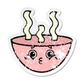 distressed sticker of a cute cartoon bowl of hot soup Royalty Free Stock Photo