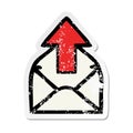distressed sticker of a cute cartoon email sign Royalty Free Stock Photo
