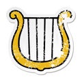 distressed sticker of a cute cartoon golden harp