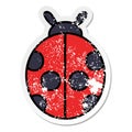 distressed sticker of a cute cartoon lady bug Royalty Free Stock Photo