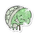 distressed sticker of a cute cartoon old turtle Royalty Free Stock Photo