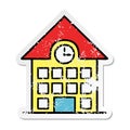 distressed sticker of a cute cartoon town house Royalty Free Stock Photo