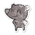 distressed sticker of a friendly bear with hands on hips