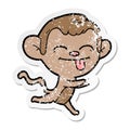distressed sticker of a funny cartoon monkey running Royalty Free Stock Photo