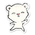 distressed sticker of a happy cartoon polar bear dancing Royalty Free Stock Photo