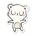 distressed sticker of a peaceful cartoon polar bear