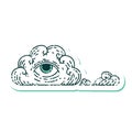 distressed sticker tattoo style icon of an all seeing eye cloud Royalty Free Stock Photo