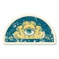 distressed sticker tattoo style icon of an all seeing eye cloud Royalty Free Stock Photo