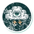 distressed sticker tattoo style icon of an all seeing eye cloud Royalty Free Stock Photo
