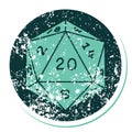 distressed sticker tattoo style icon of a d20 dice Royalty Free Stock Photo