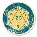 distressed sticker tattoo style icon of a d20 dice Royalty Free Stock Photo