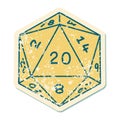 distressed sticker tattoo style icon of a d20 dice Royalty Free Stock Photo