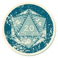 distressed sticker tattoo style icon of a d20 dice Royalty Free Stock Photo