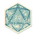 distressed sticker tattoo style icon of a d20 dice Royalty Free Stock Photo